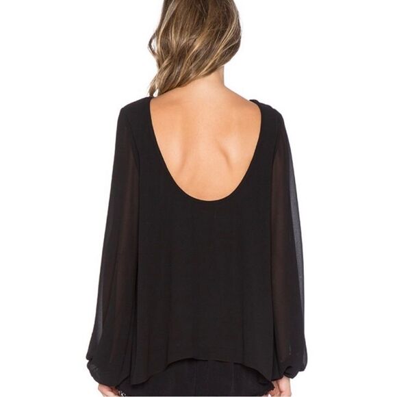 Show me your mumu black jade chiffon blouse Small - Picture 3 of 6